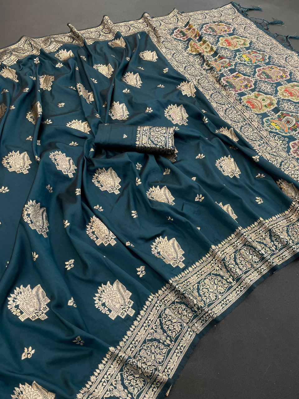 Pure Gold Zari With Heavy Zalar Saree