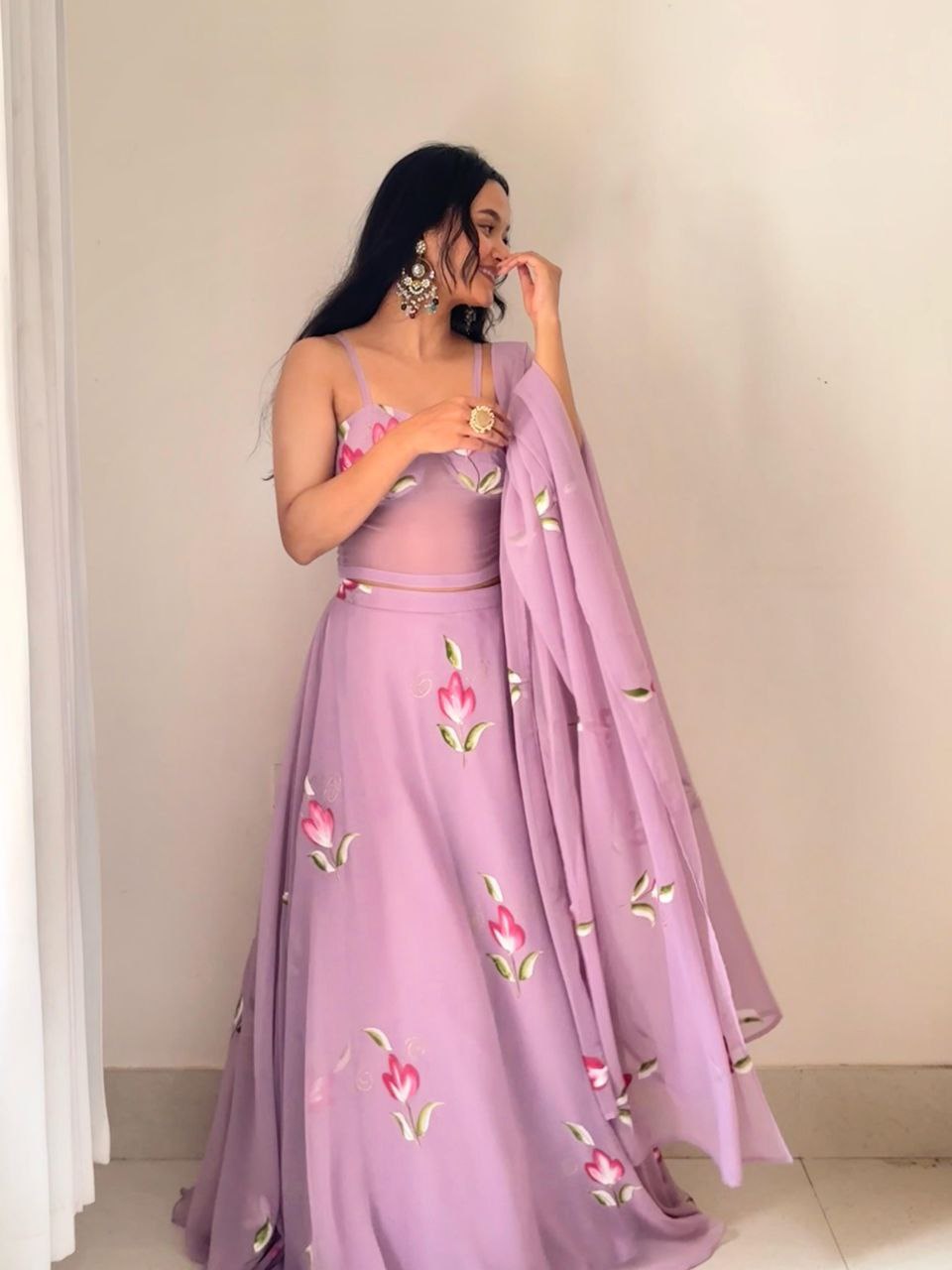 Pure Georgette Hand Painted lehnga