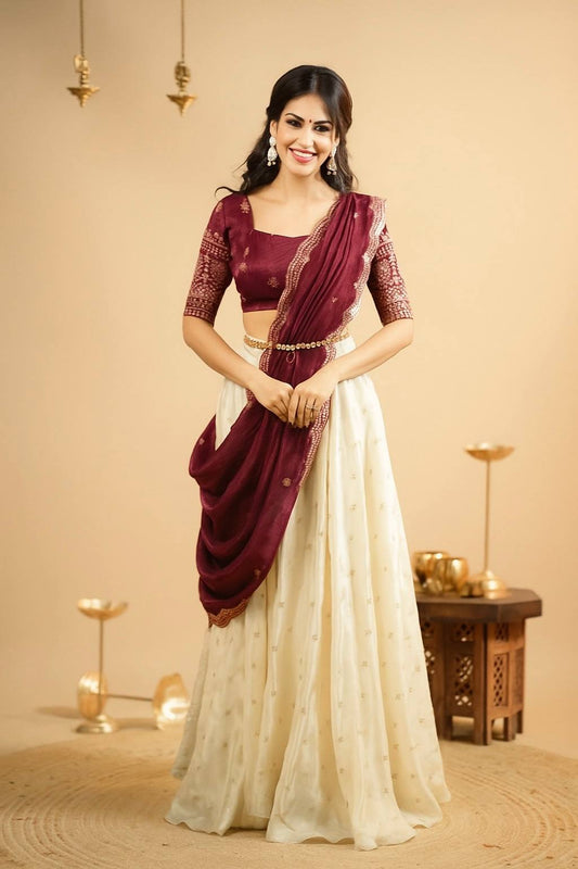 Pure crep silk lehnga with sequins & zari work Lehenga