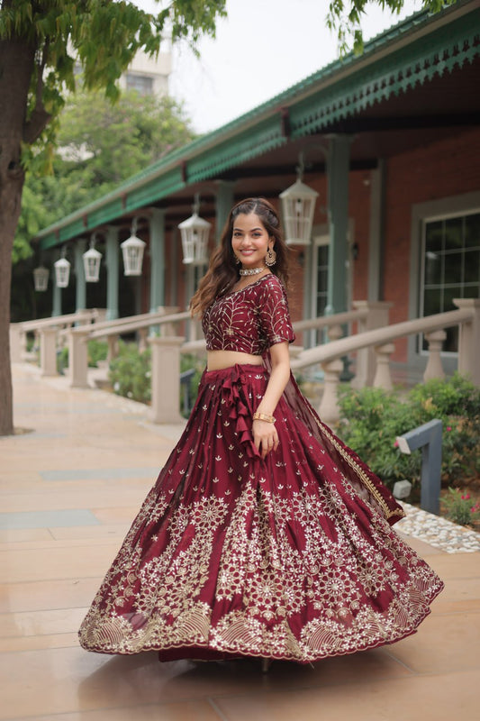 Rangoli Silk With Heavy Sequins & Thread Embroidered work Lehenga