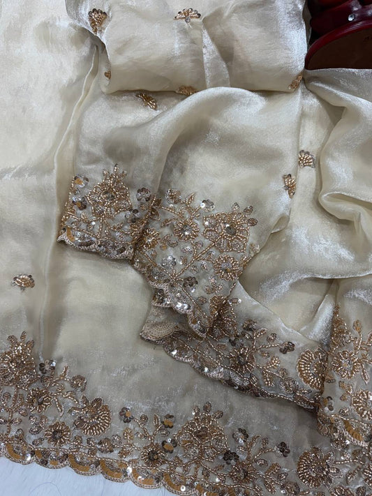 Sari en soie Rangoli noir de qualité supérieure