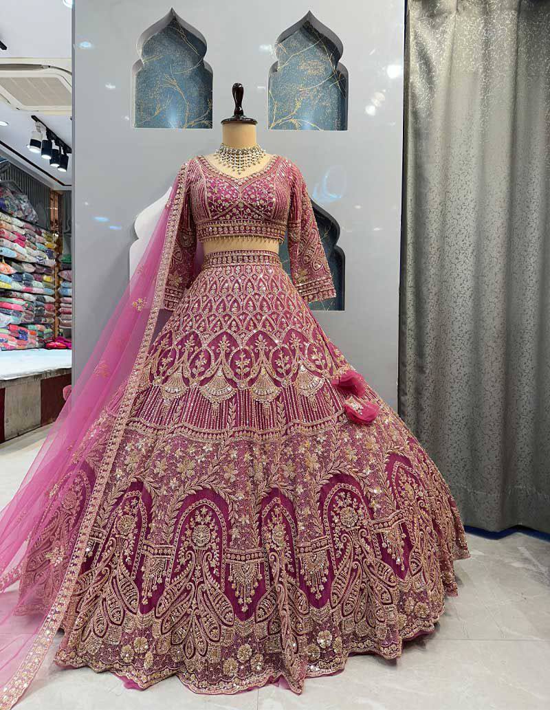 Premium Quality Butterfly Net Embroidery Sequins Work with Can-Can & Canvas Patta Lehenga