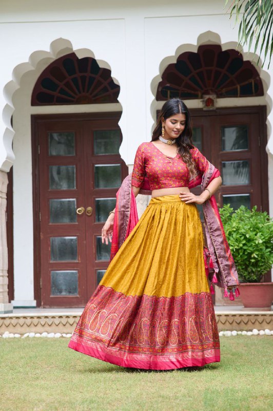 Heavy KASHMIRI Print With Foil Print Work Lehenga Choli