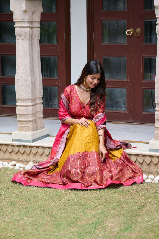 Heavy KASHMIRI Print With Foil Print Work Lehenga Choli