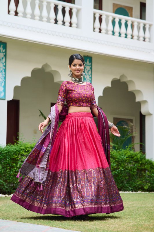 Heavy KASHMIRI Print With Foil Print Work Lehenga Choli