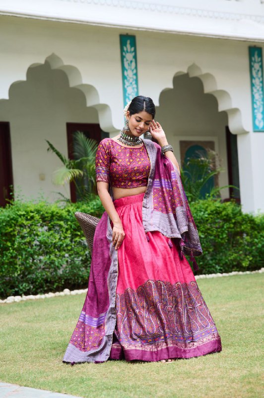 Heavy KASHMIRI Print With Foil Print Work Lehenga Choli