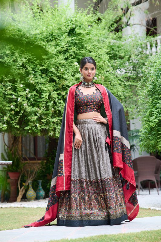 Heavy KASHMIRI Print With Foil Print Work Lehenga Choli