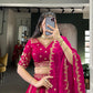 Natural Silk Sequins and Thread Embroidery Work Lehenga
