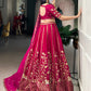 Natural Silk Sequins and Thread Embroidery Work Lehenga