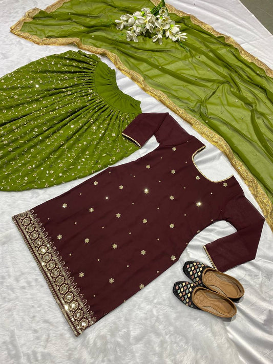 New Designer Party Wear Look Top ,Dhoti Salwar and Dupatta