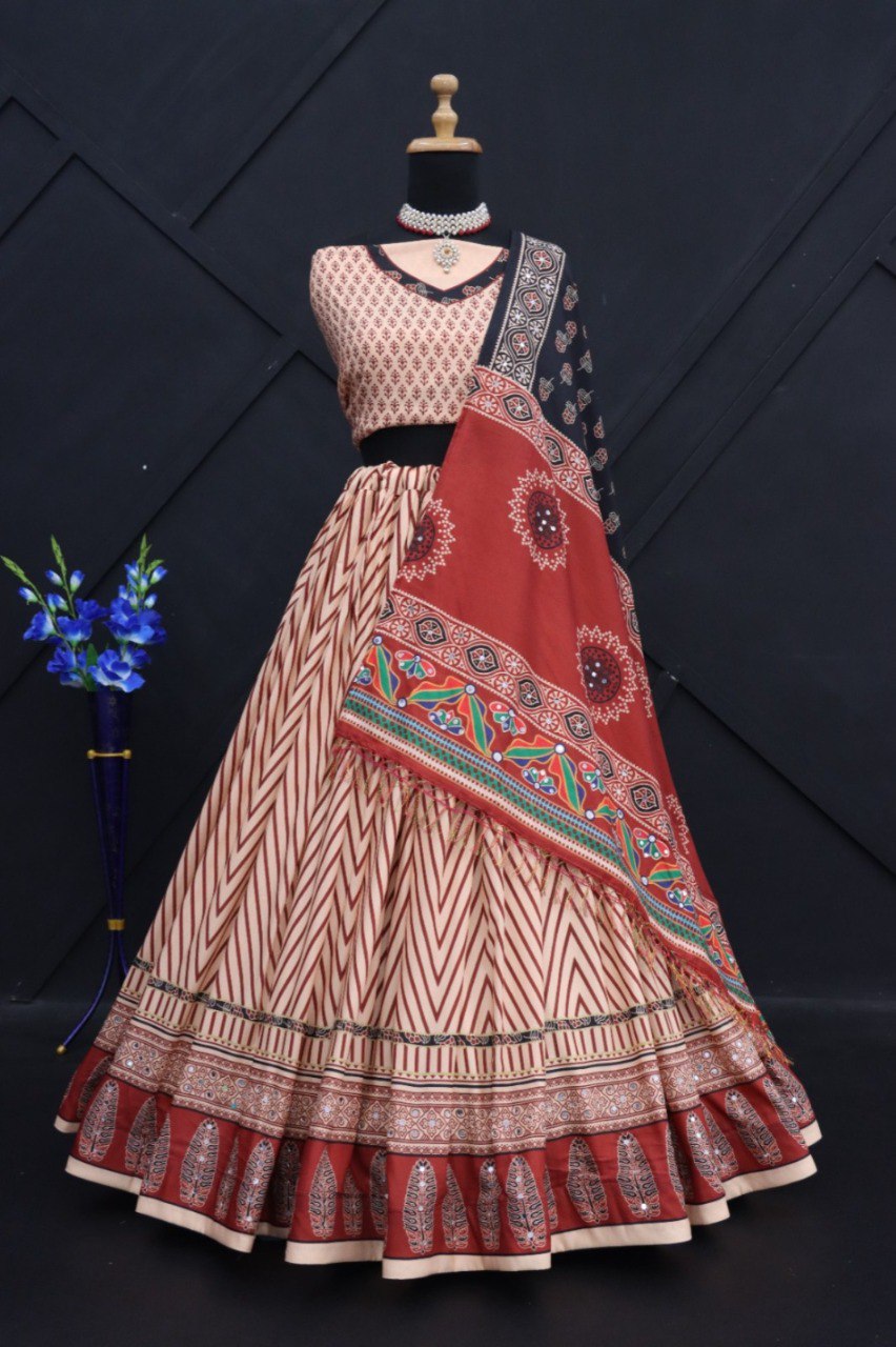 New Lounching Digital Print Muslin Cotton Lehenga Choli