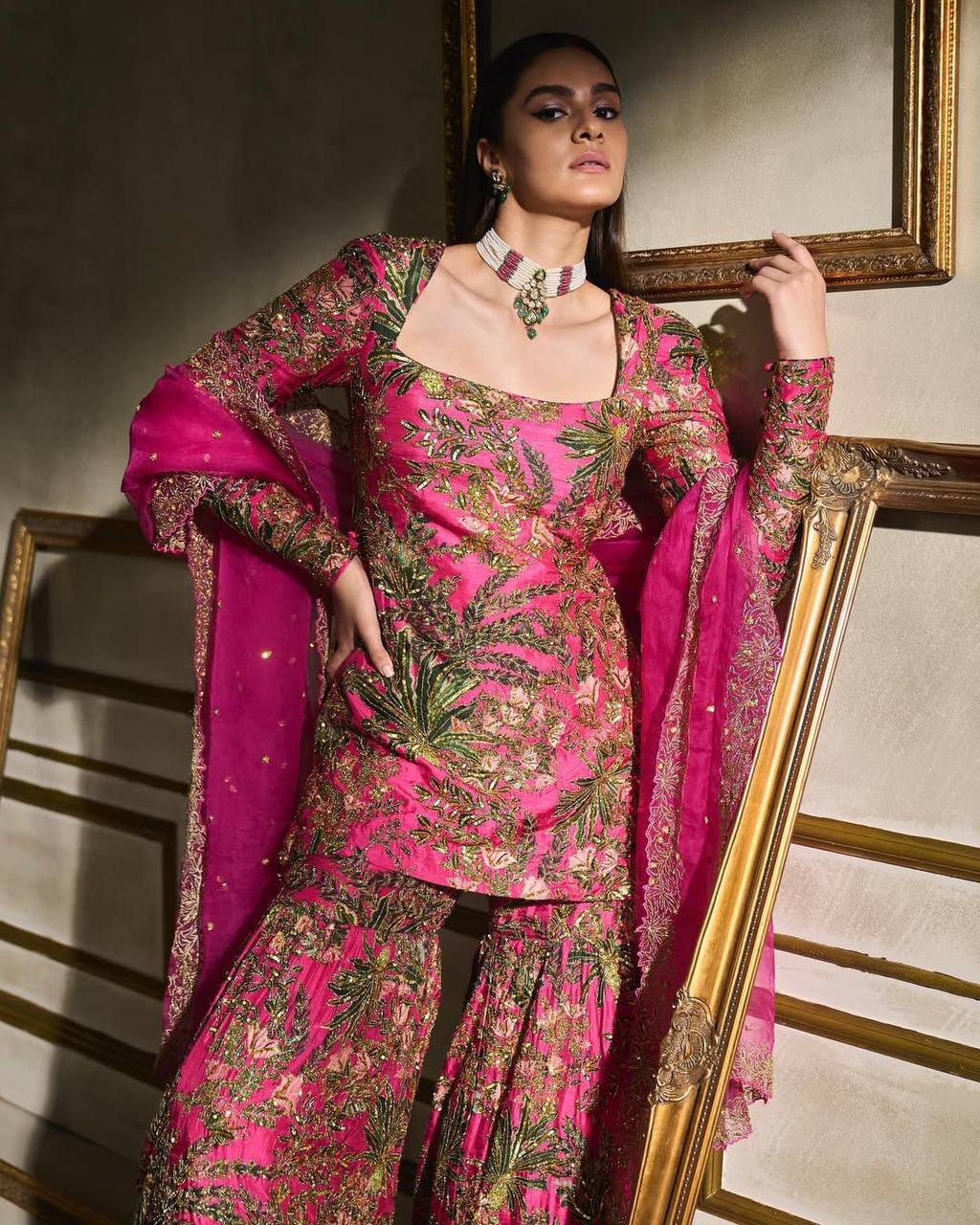 DESIGNER HEAVY CHINON WITH SEQUANCE EMBROIDERY WORK SUIT