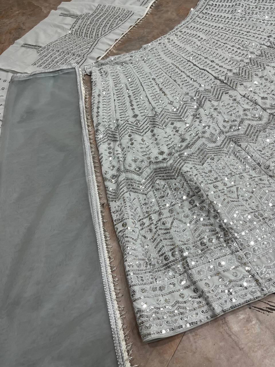 Premium Quality Faux Georgette Embroidery Sequins Work Lehenga