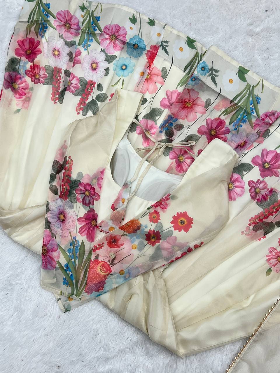PURE SOFT ORGANJA SILK FABRIC FULLY FLAIR KALI PATTERN ANARKALI SUIT