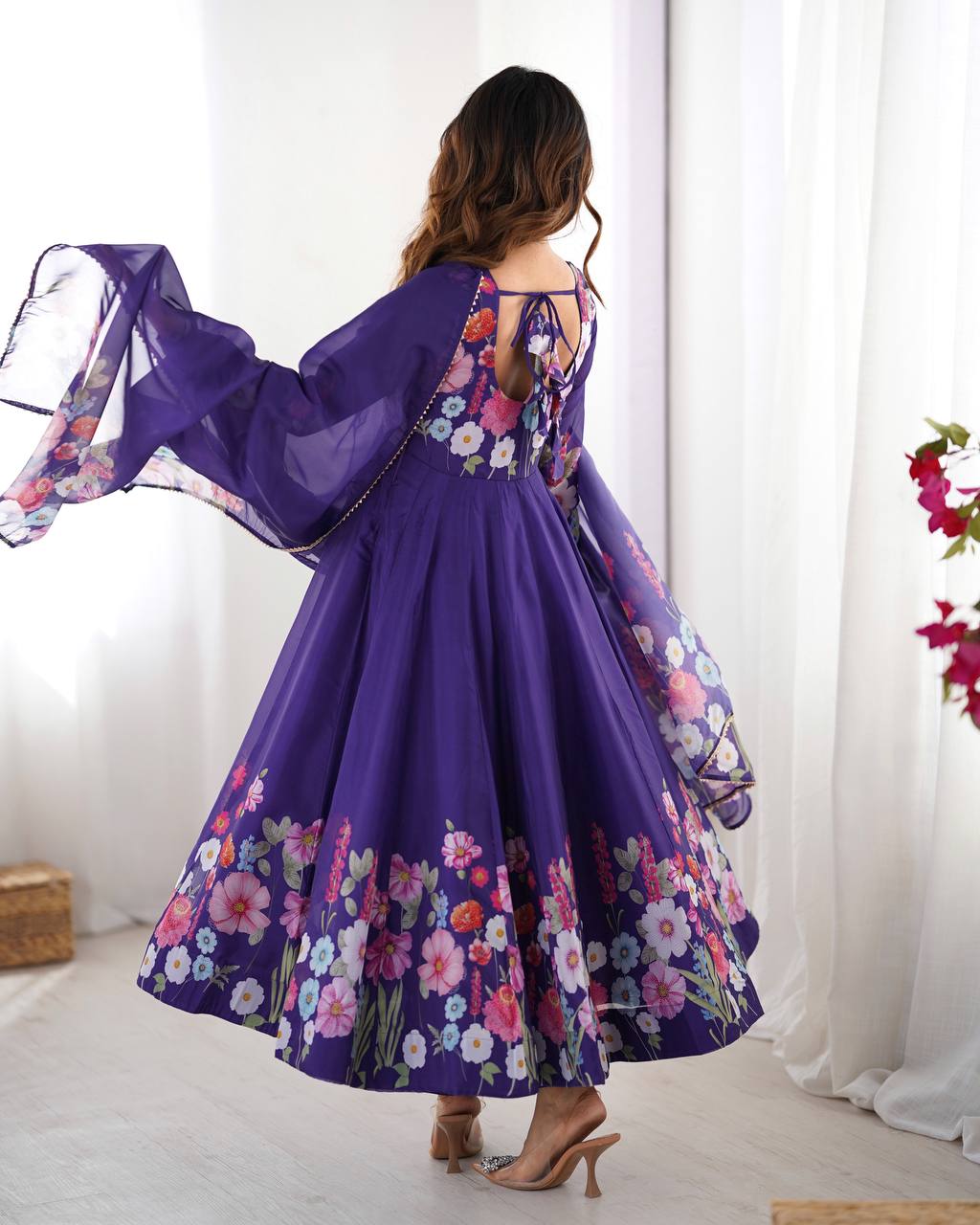 PURE SOFT ORGANJA SILK FABRIC FULLY FLAIR KALI PATTERN ANARKALI SUIT