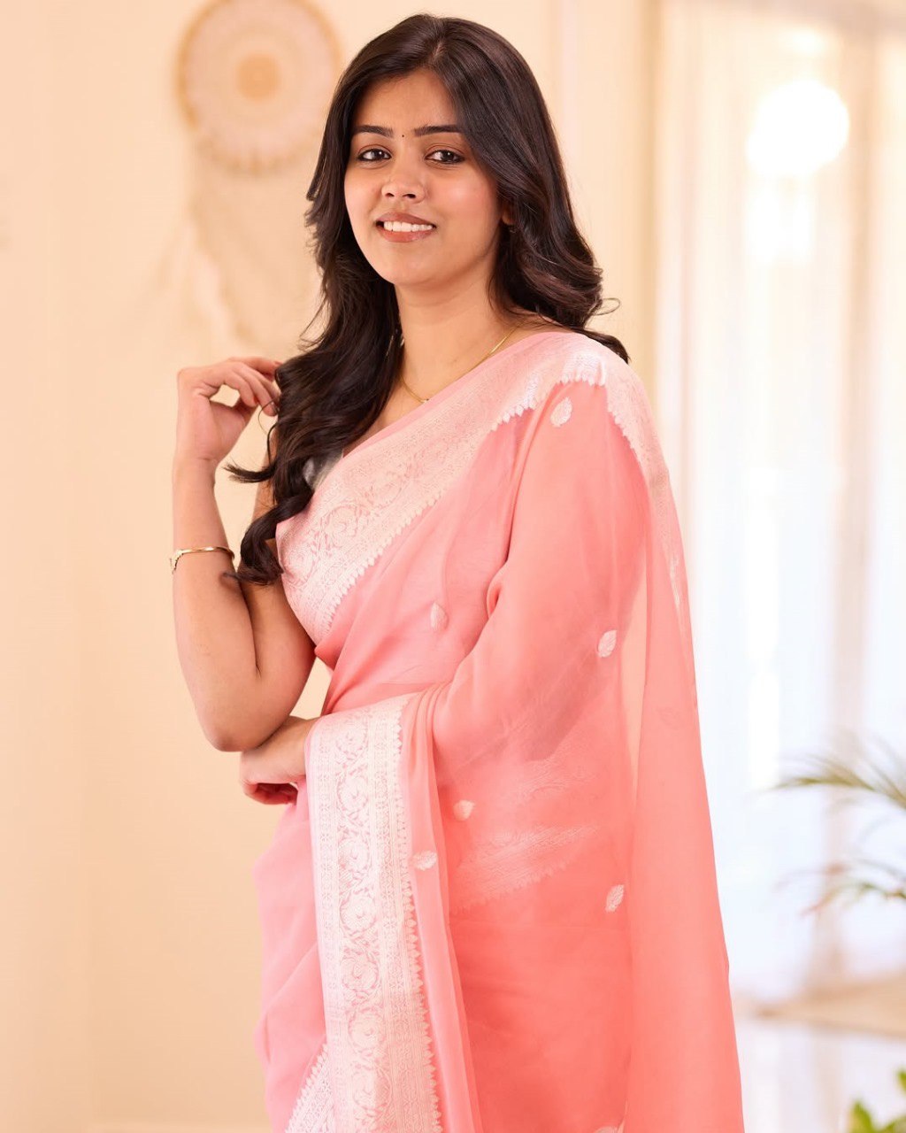 Sari en soie Rangoli douce pour tenue de soirée