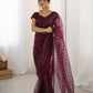 Net saree with sequins & dori work saree
