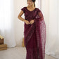 Net saree with sequins & dori work saree