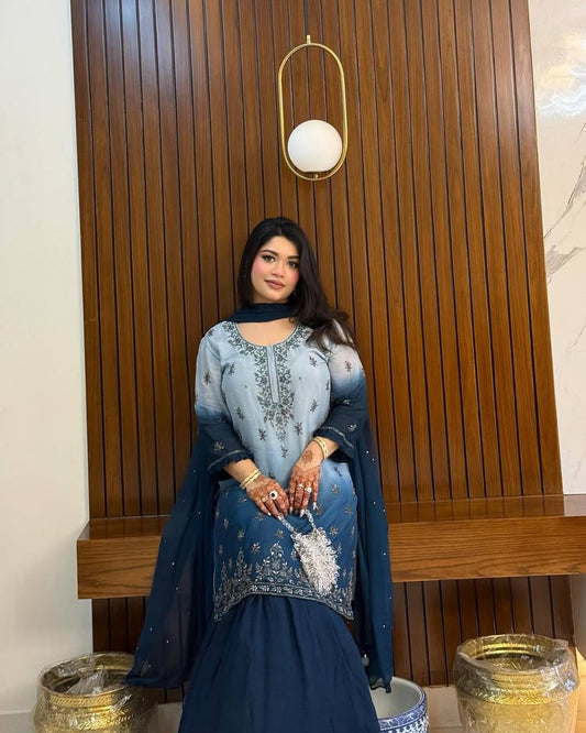 VÊTEMENTS DE COURSE TENDANCE HAUT EN FAUSSE GEORGETTE BRODERIE EN FIL DE COTON