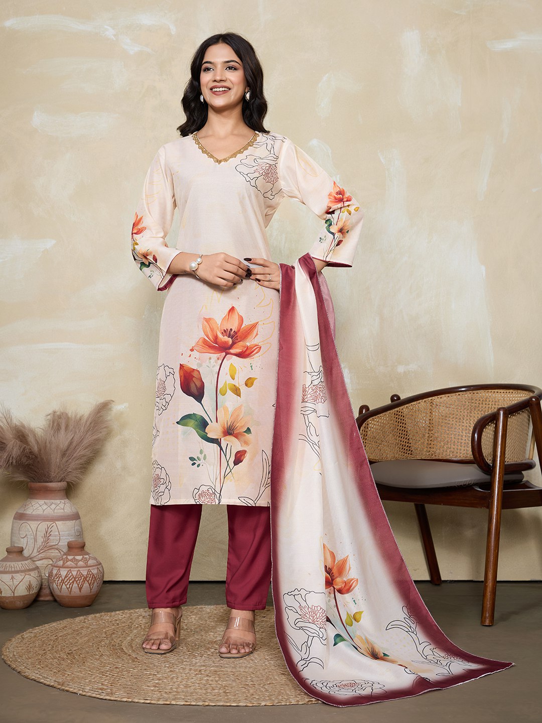 Kleid aus Georgette-Imitat mit üppiger Paillettenstickerei