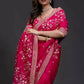 Orgenza silk fabric with Thread and sequence c pallu embroidery work Saree