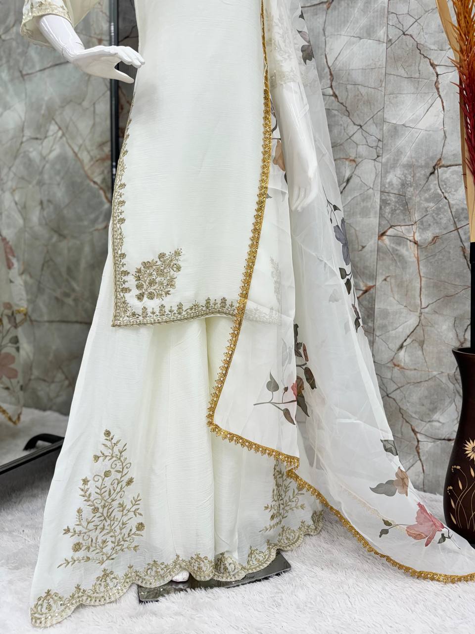 DESIGNER HEAVY CHINON WITH SEQUANCE EMBROIDERY WORK SUIT