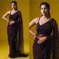 Net saree with hologram sequin & thread work