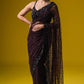 Net saree with hologram sequin & thread work