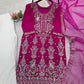 2025  EID FANCY FAUX GEORGETTE SEQUENCE EMBROIDERED WORK TOP AND PENT WITH DUPATTA