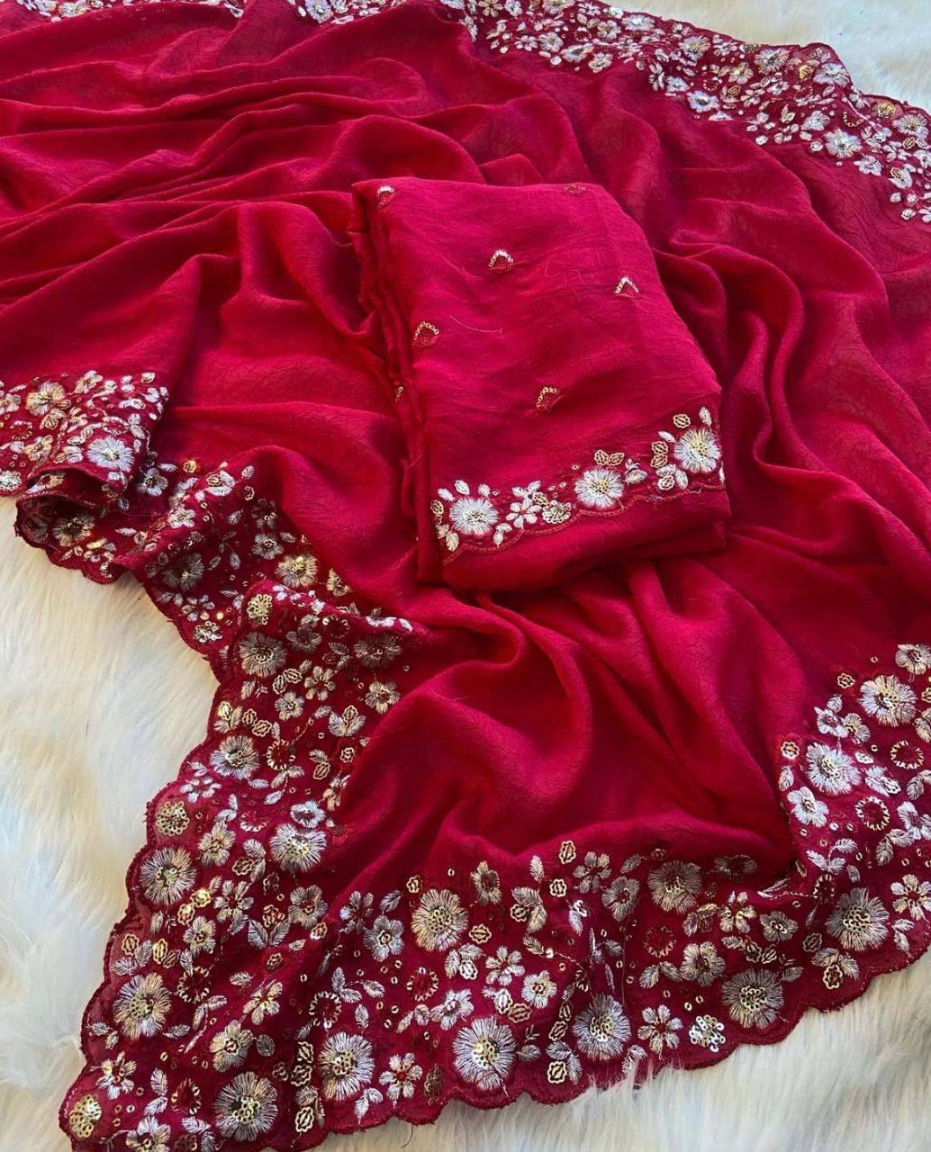 Party Wear Heavy Soft Crunchy Silk Saree