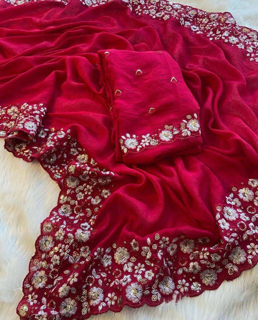 Party Wear Heavy Soft Crunchy Silk Saree