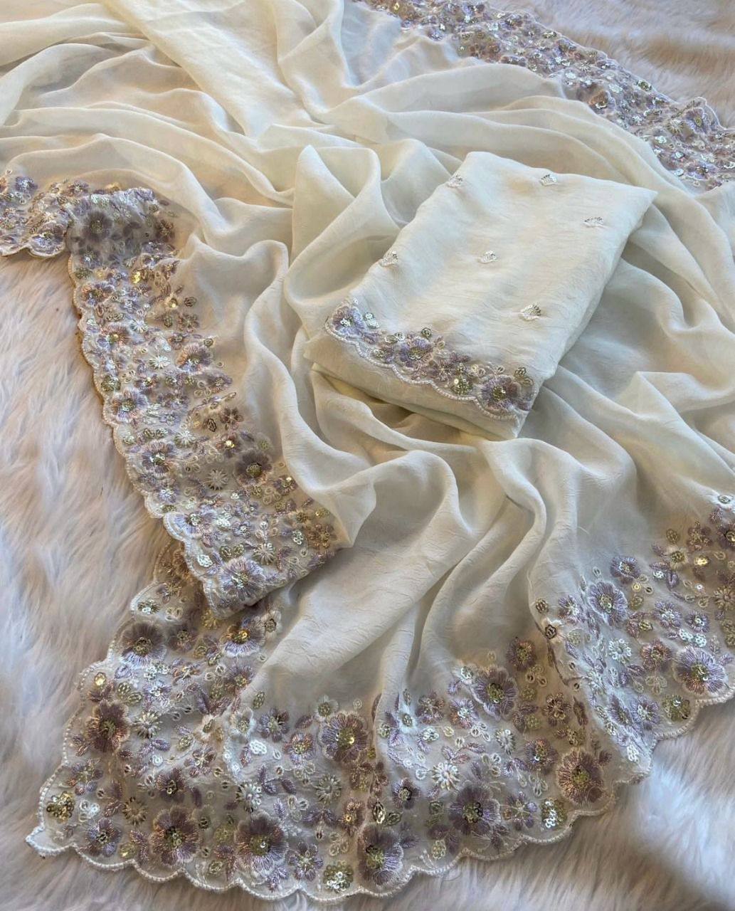 Party Wear Heavy Soft Crunchy Silk Saree