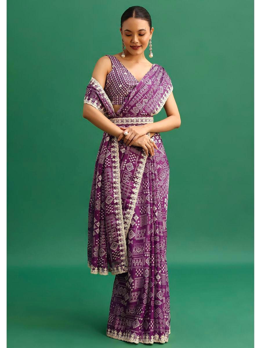 Digital Prints & Embroidery Codding & Sequins Work Saree