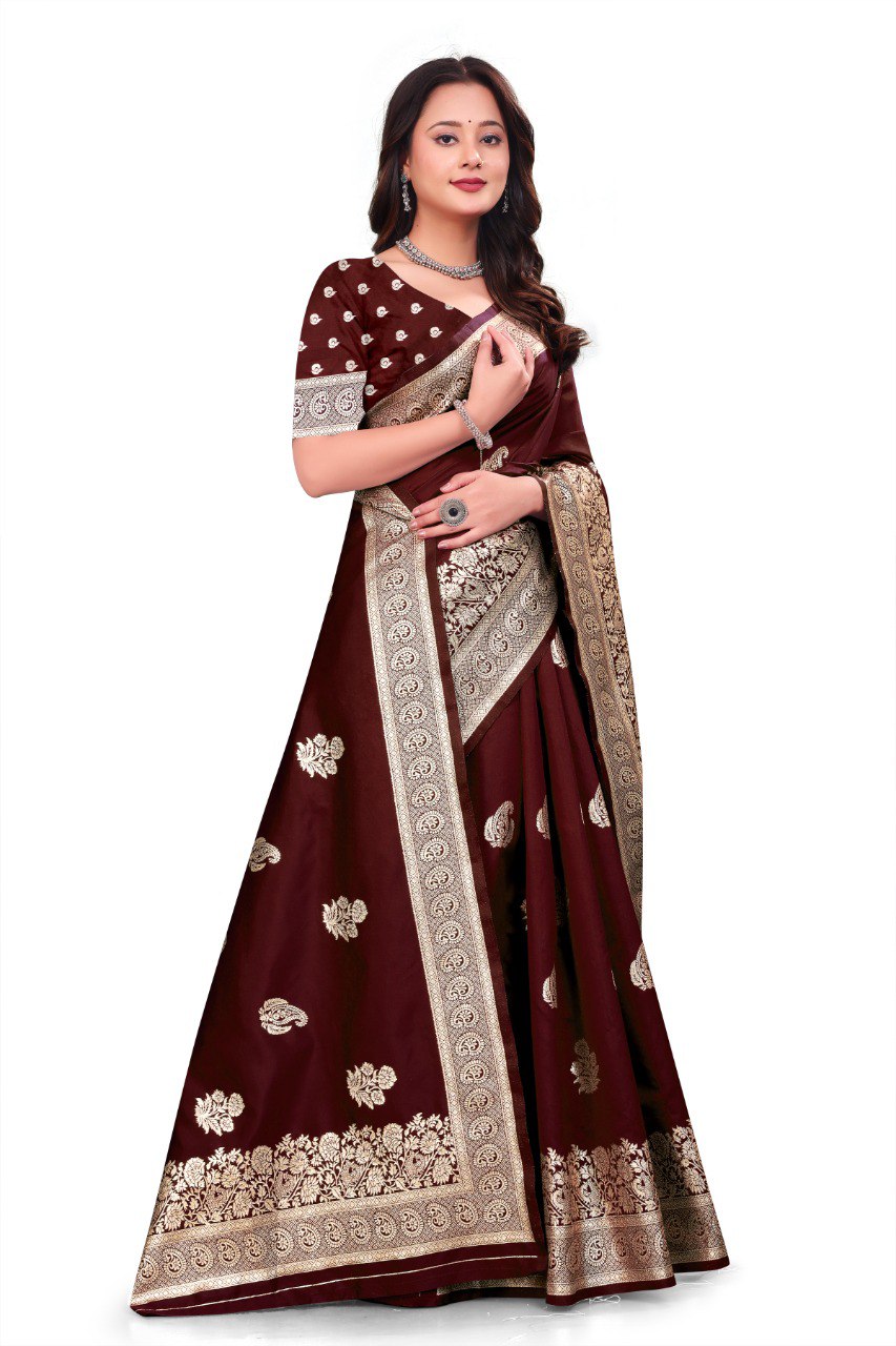 Pure Gold Zari With Heavy Zahlar Saree