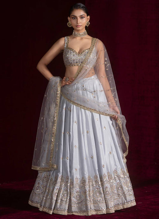 Satin silk lehnga with sequins dori & zari work Choli