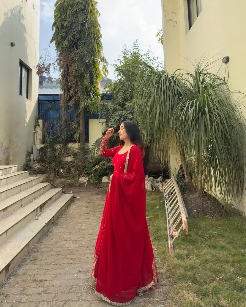 NEW SPECIAL DESIGNER SEQUINS & ZARI EMBROIDERED ANARKALI GOWN