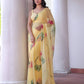 Premium Tabby orgenza silk with digital print and khatli work saree
