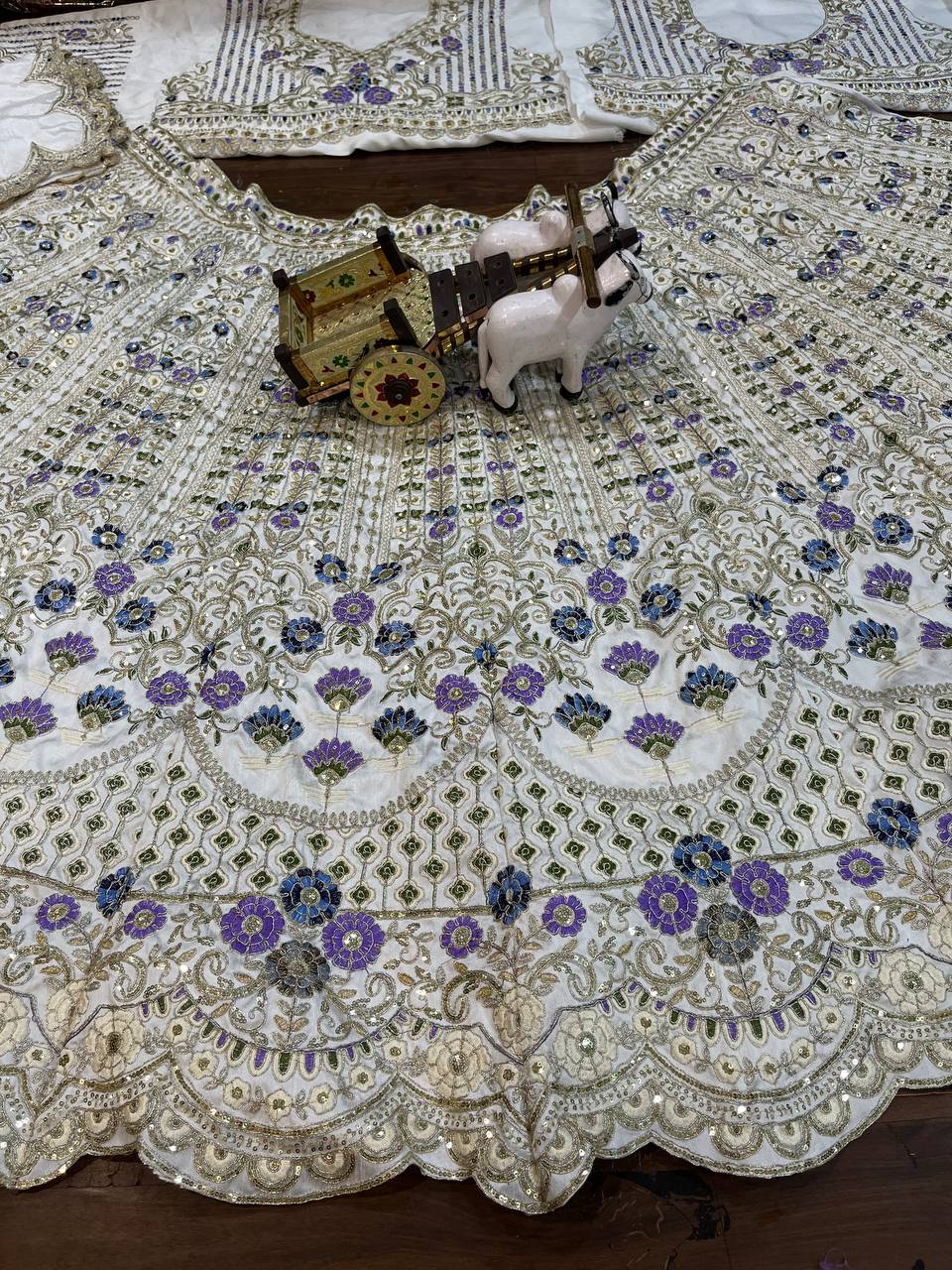 Launching 4 meter flared Coding Sequins Cut Work Lehenga