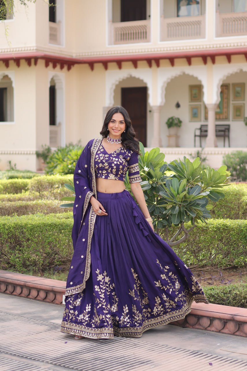 NC Vichitra Silk With Heavy Sequins & Zari Embroidered work Lehenga