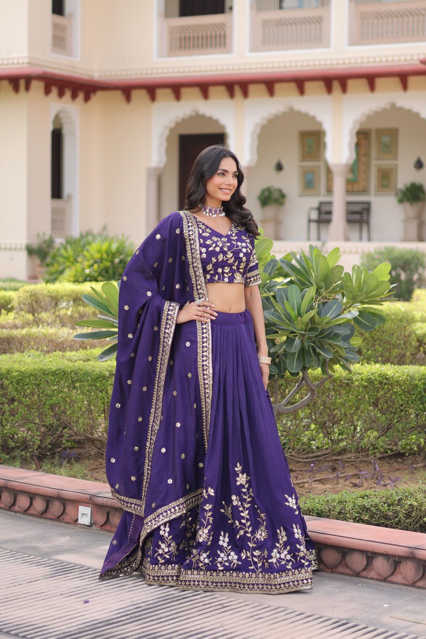 NC Vichitra Silk With Heavy Sequins & Zari Embroidered work Lehenga
