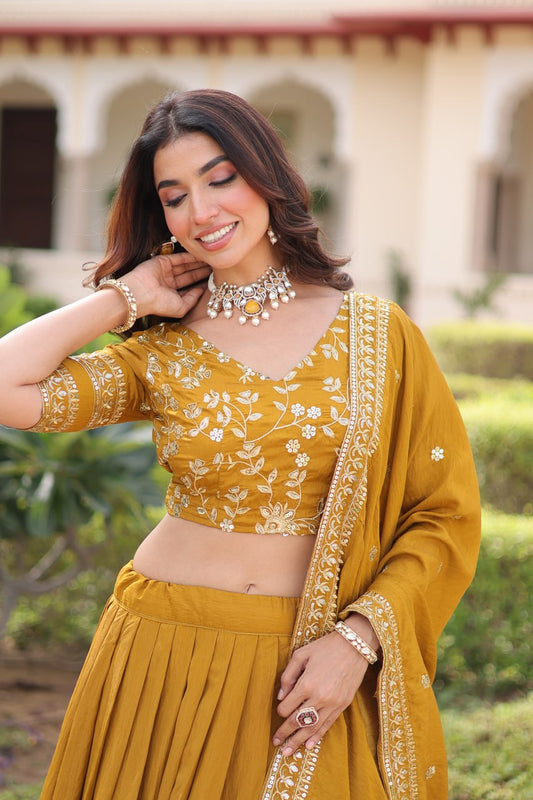 NC Vichitra Silk With Heavy Sequins & Zari Embroidered work Lehenga