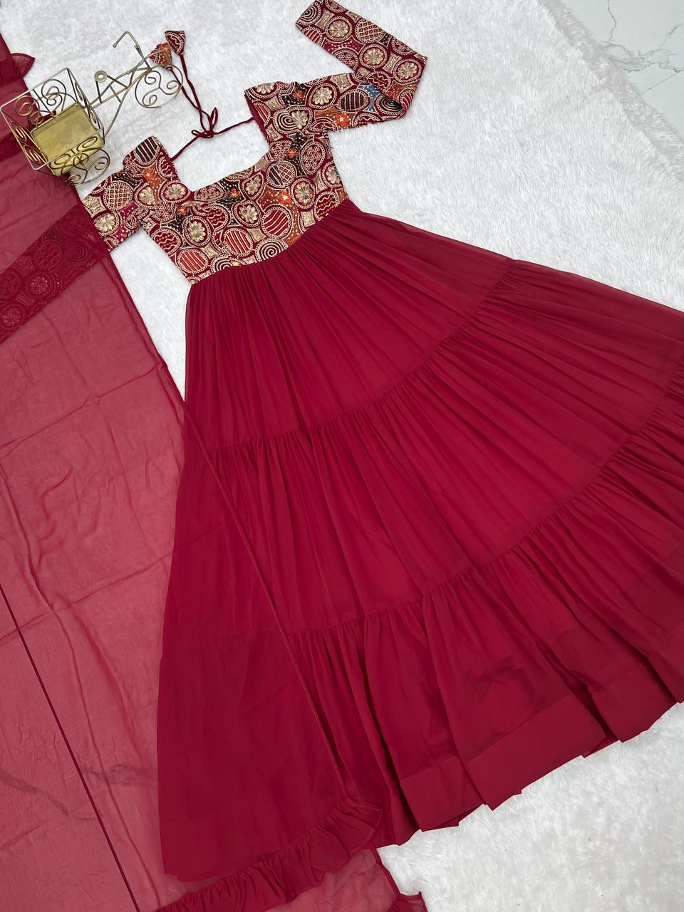 PURE SOFT FOX GEORGETTE FABRIC FULLY FLARE ANARKALI