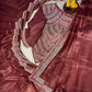 Heavy Choklate Georgette with Kat dana bits work piping lace border saree
