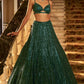 Net lehenga with rainbow sequins & dori work choli