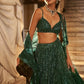 Net lehenga with rainbow sequins & dori work choli