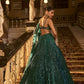 Net lehenga with rainbow sequins & dori work choli
