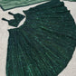 Net lehenga with rainbow sequins & dori work choli