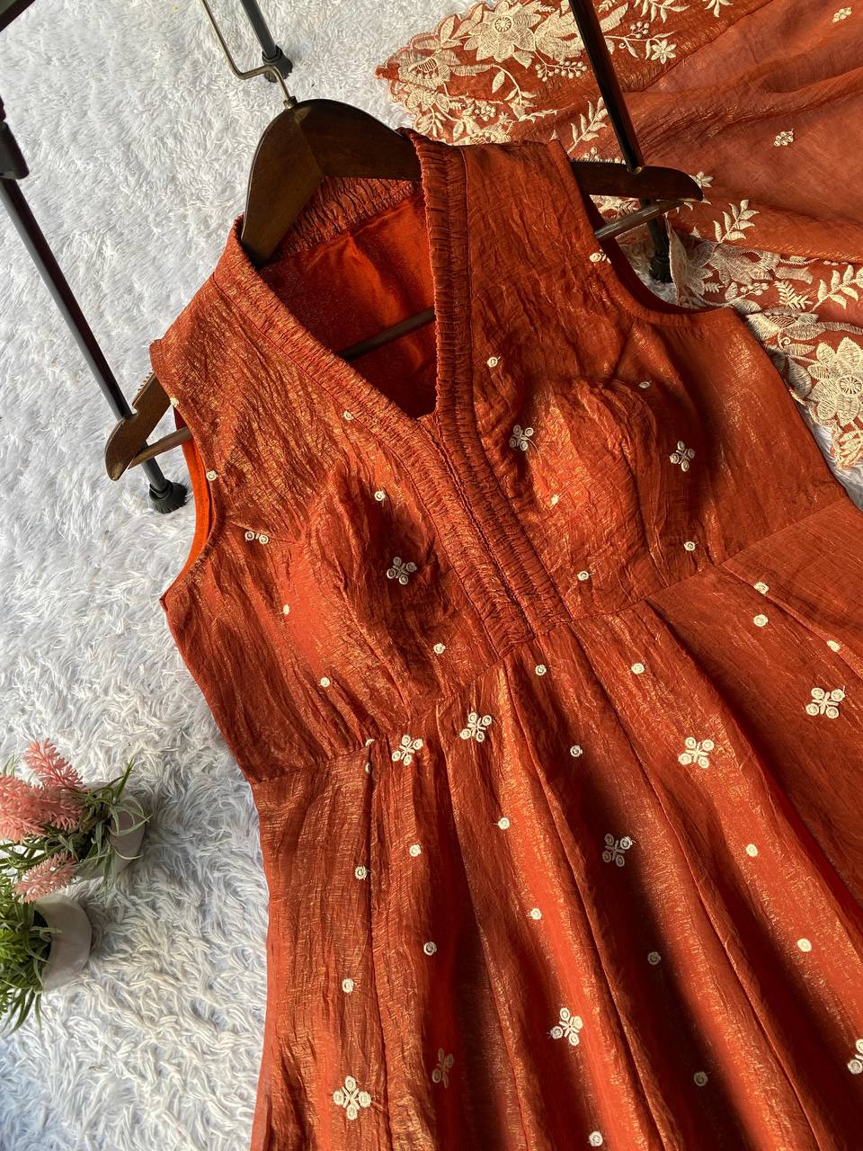 EXCLUSIVE 3 PIECE KURTI FLARED PLAZZO WITH DUPATTA IN EMBROIDERY WORK
