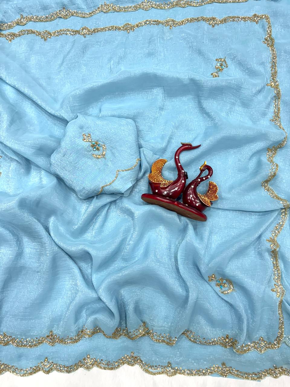 Pixcel Crush Beautiful Katdana and Diamond hand work Saree