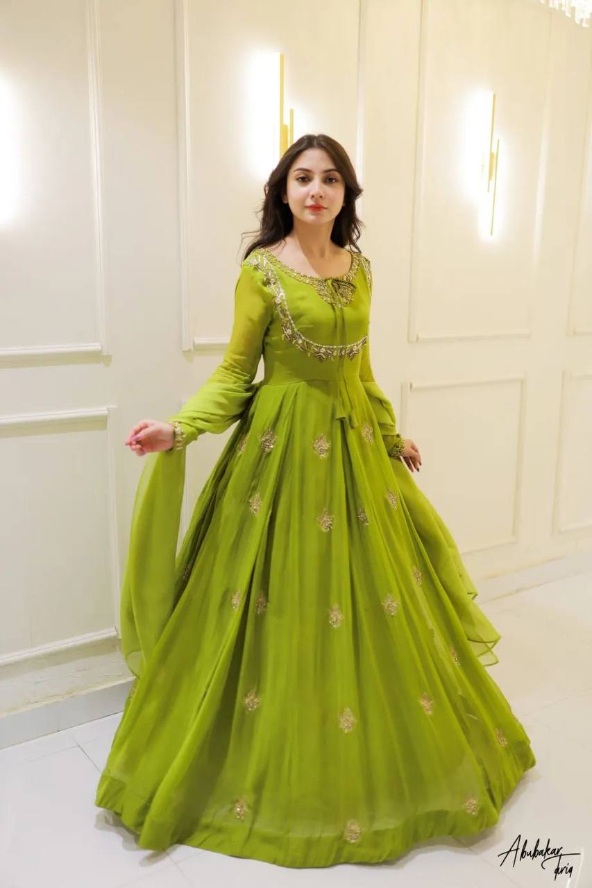 EXCLUSIVE 2 PIECE GOWN WITH DUPATTA IN SEQUENCE EMBROIDERY WORK